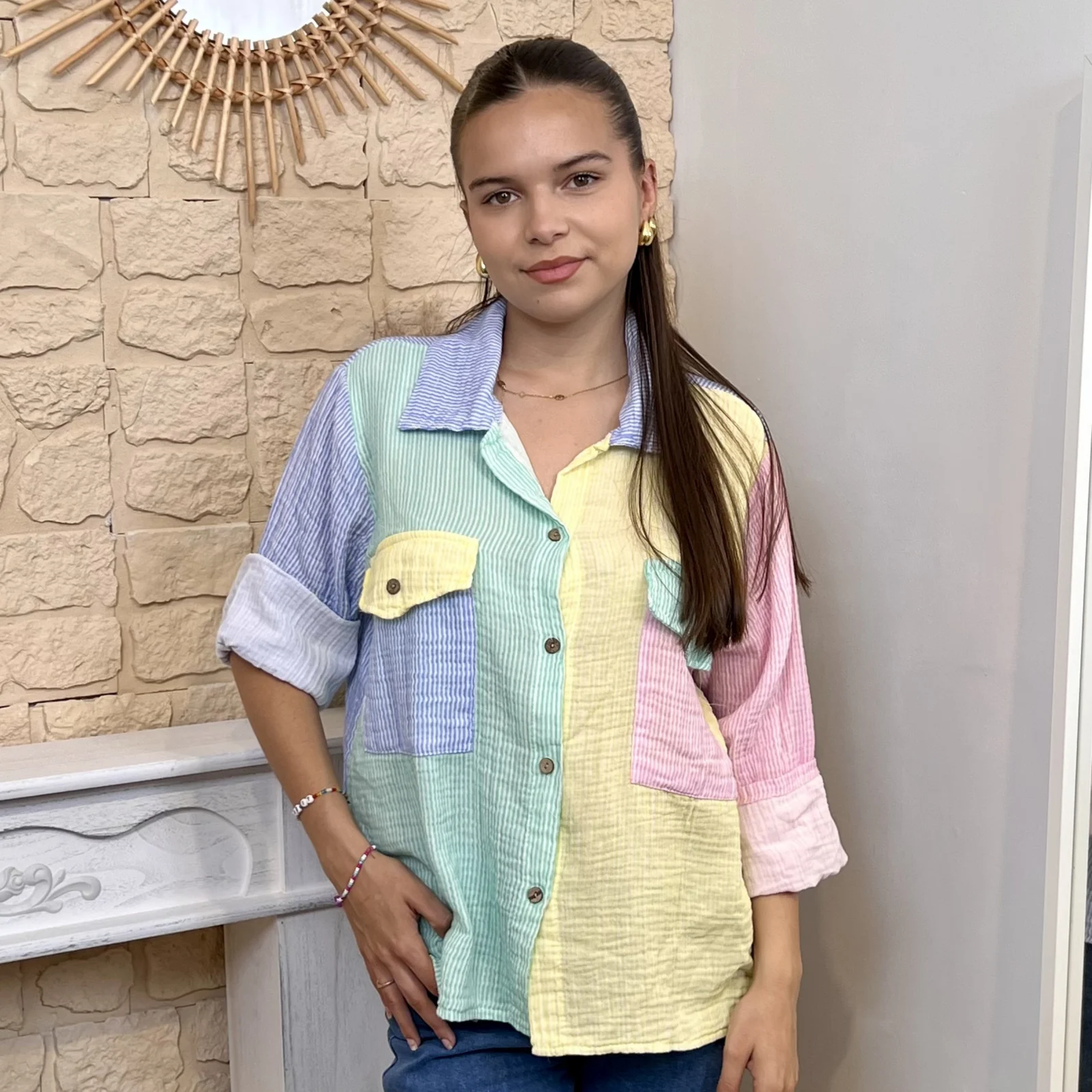 Chemise à rayure (TU) - bleu-jeans-colbl - taille-unique