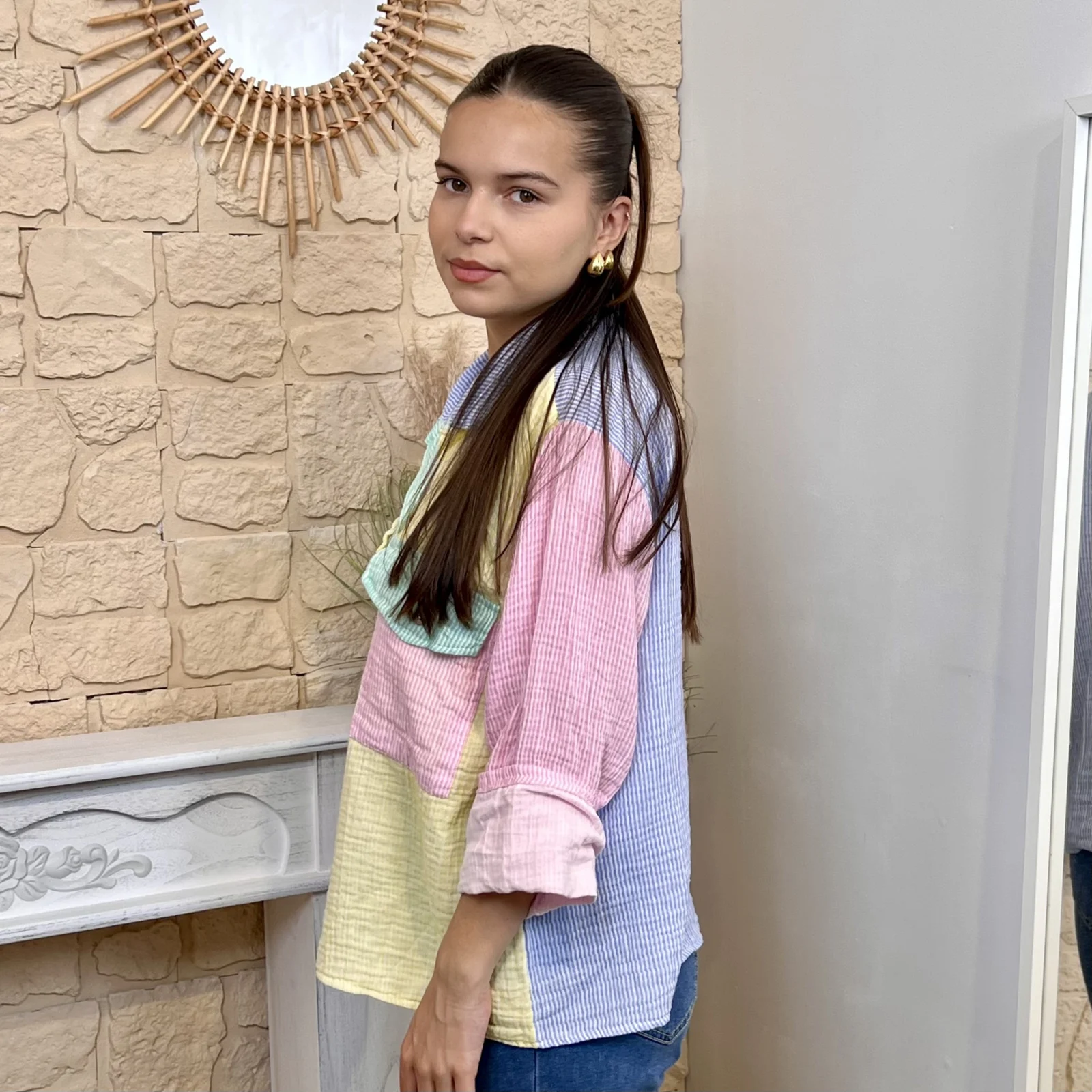 Chemise à rayure (TU) - bleu-jeans-colbl - taille-unique
