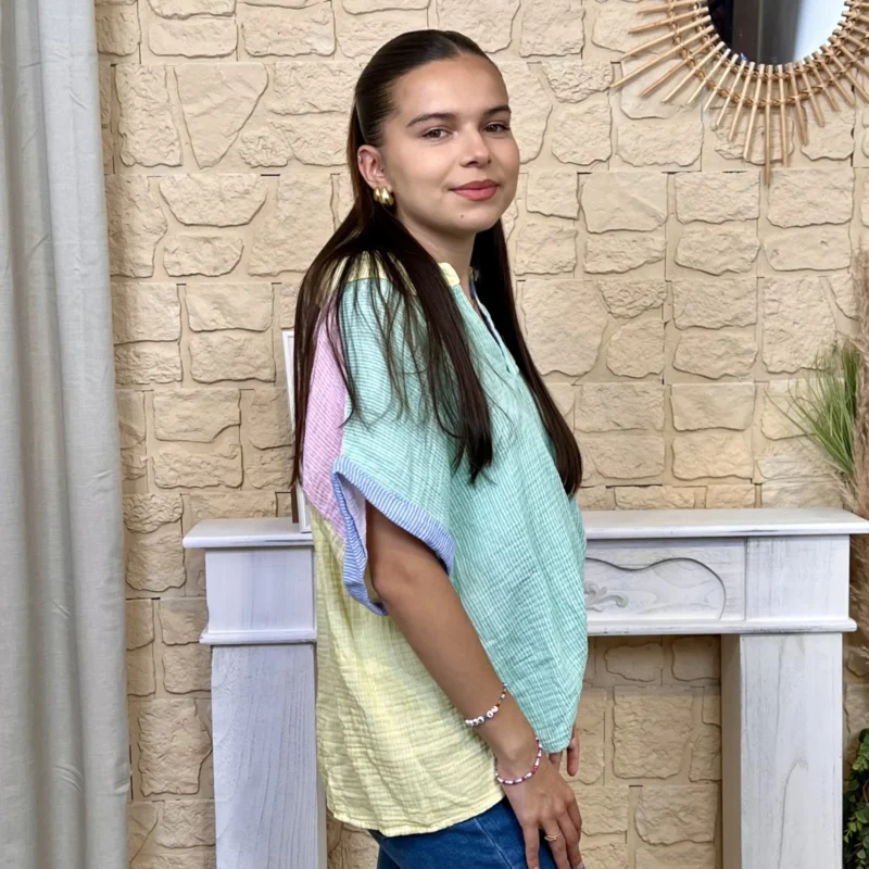 Blouse rayée (TU) - jaune-colbl - taille-unique