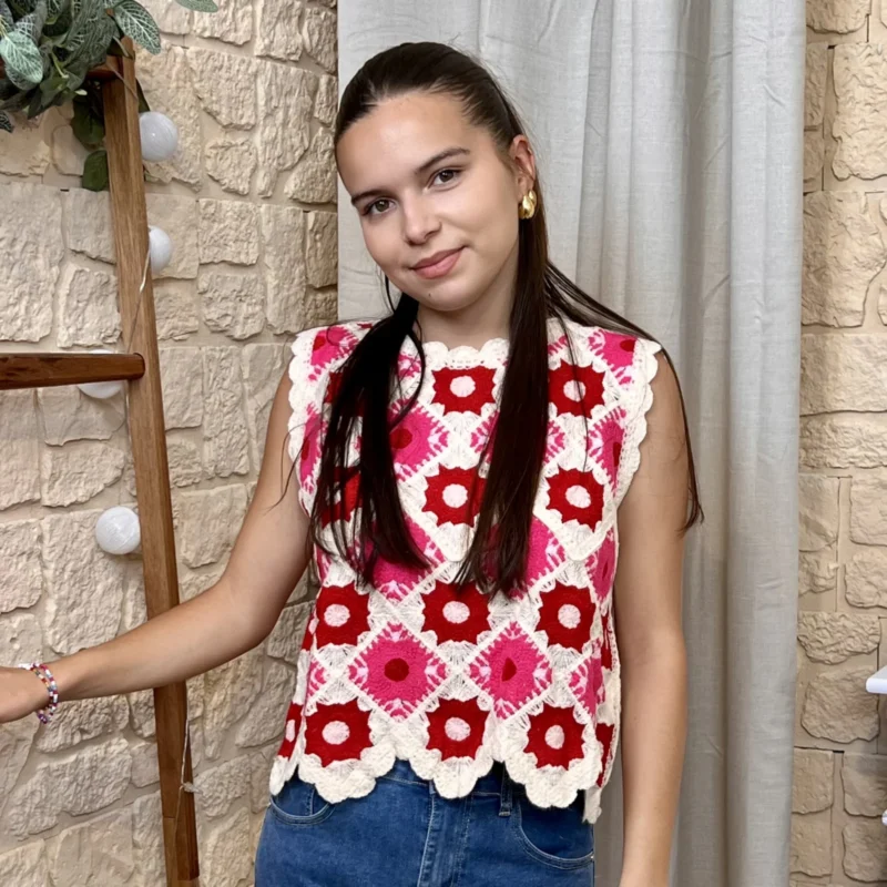 Débardeur court crochet - fuchsia - 38