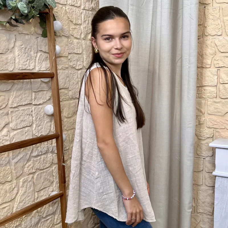 Débardeur évasé en coton - beige - taille-unique