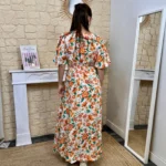 Robe longue fleurie (T36-T38) - orange - 38