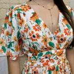 Robe longue fleurie (T36-T38) - orange - 38