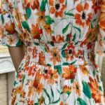 Robe longue fleurie (T36-T38) - orange - 38