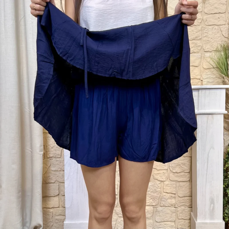 Jupe-short unie - marine - 38