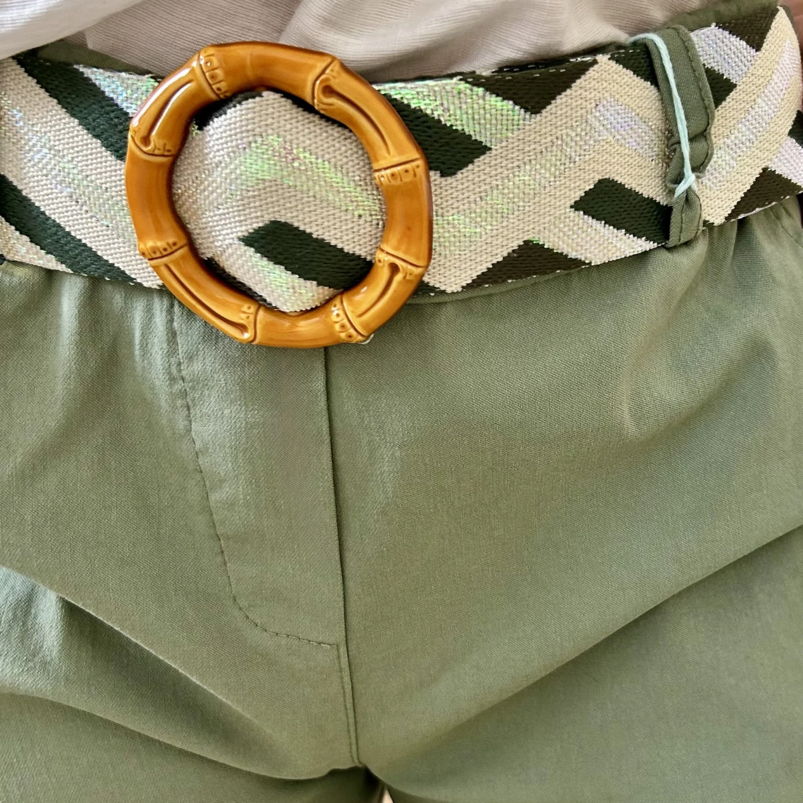 Bermuda avec ceinture tissée (TU) - kaki - taille-unique