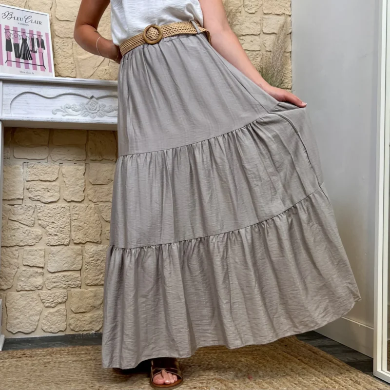 Jupe longue unie - taupe - taille-unique