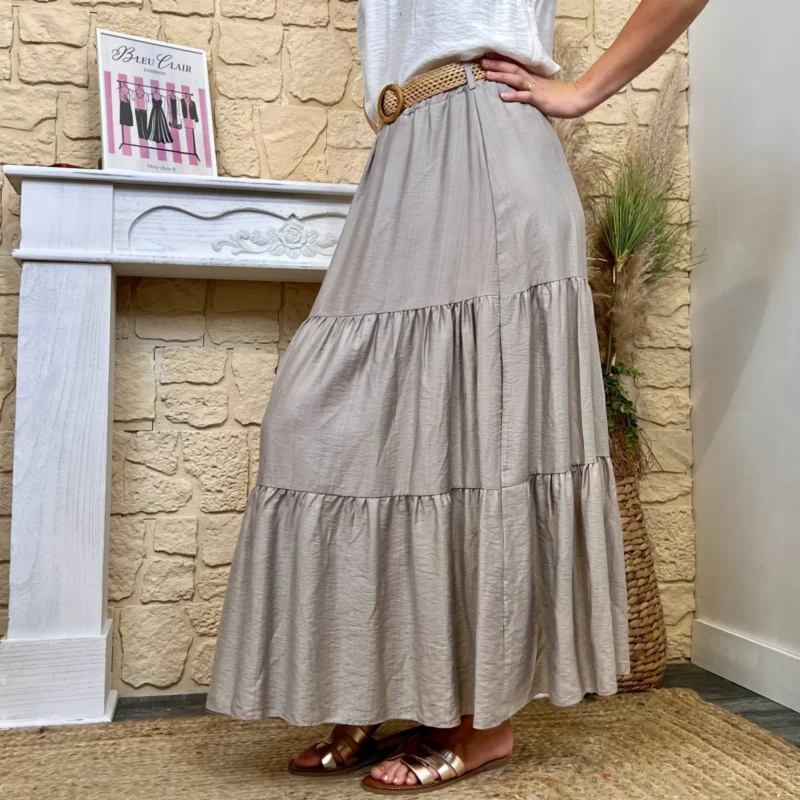 Jupe longue unie - taupe - taille-unique