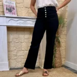 Jean Wide Leg femme 5 boutons VOGGO T36-T44 - noir - 44