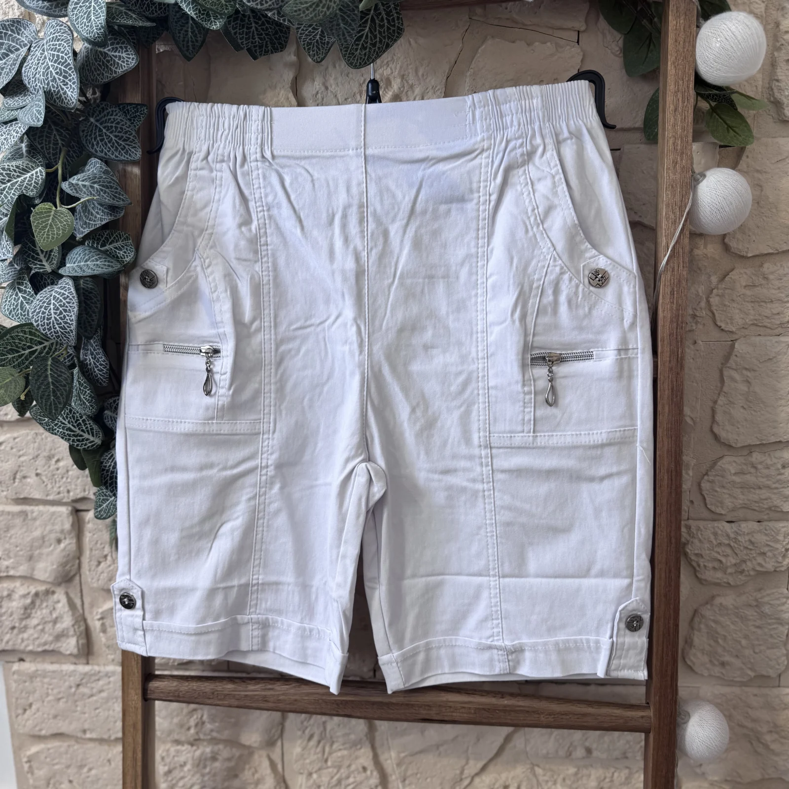 Short confort femme à poches zippées - blanc - 58