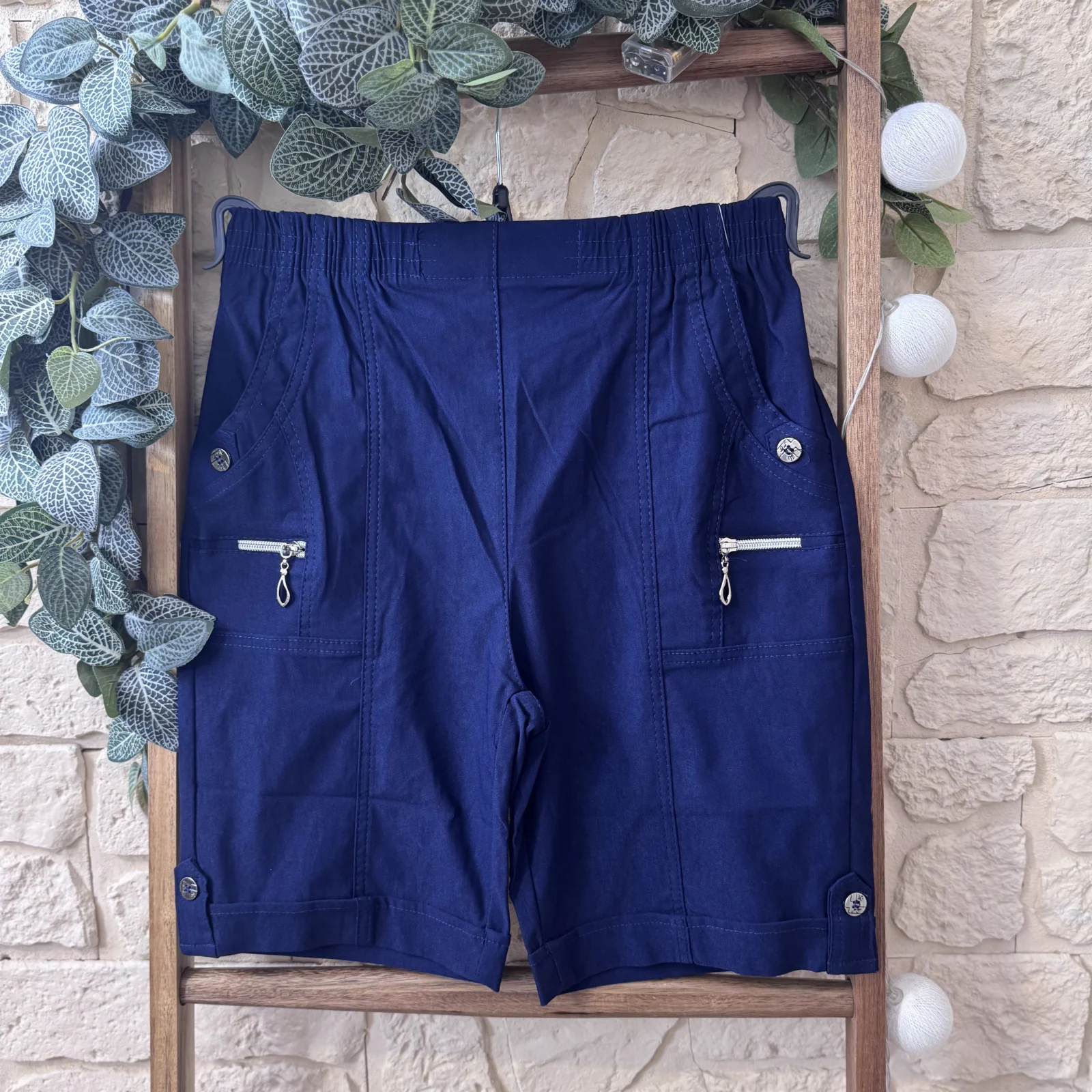 Short confort femme à poches zippées - marine - 58