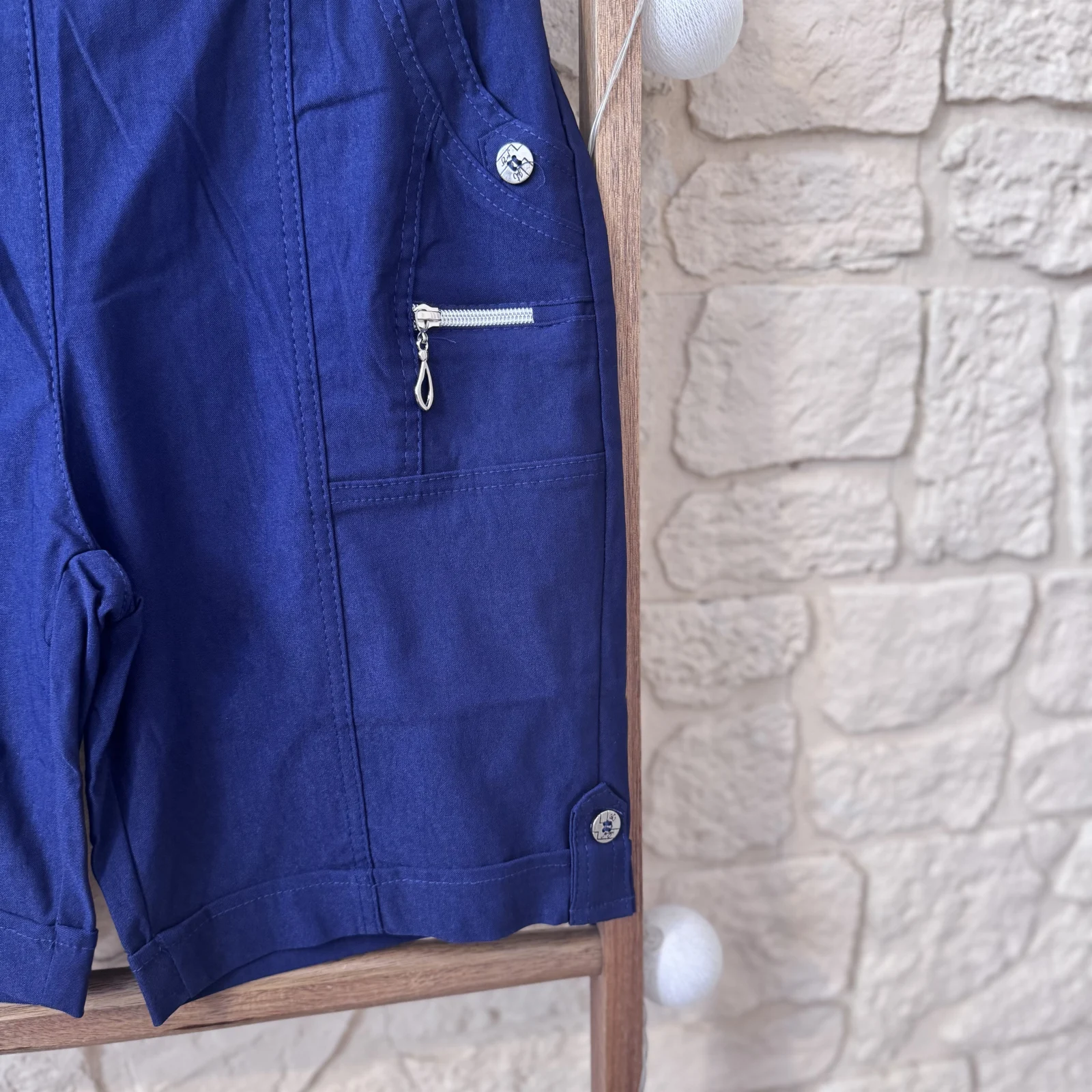 Short confort femme à poches zippées - marine - 58