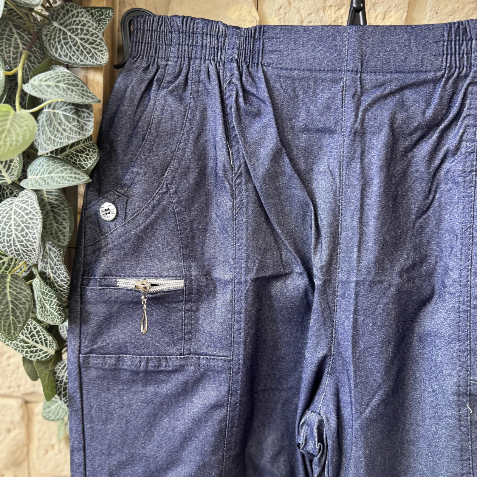 Short confort femme à poches zippées - bleu-jeans - 58