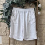 Short fluide confort femme à taille élastiquée - blanc - 58