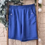 Short fluide confort femme à taille élastiquée - bleu-indigo - 58