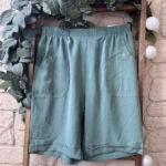 Short fluide confort femme à taille élastiquée - vert-celadon - 58