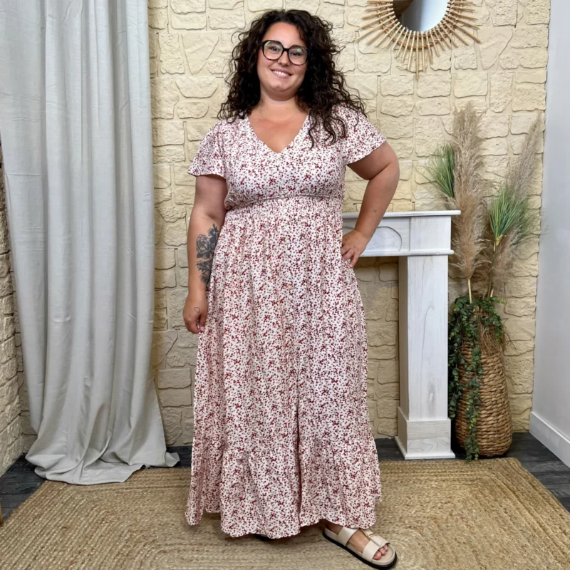 Robe longue fleurie - beige-liberty - 48