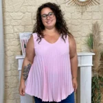 Débardeur plissé. "Jolies Formes" (TU) - rose-bebe - taille-unique-grande-taille