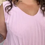 Débardeur plissé. "Jolies Formes" (TU) - rose-bebe - taille-unique-grande-taille