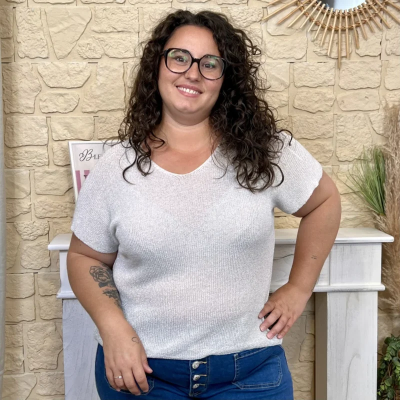 T-shirt pailleté - blanc - taille-unique