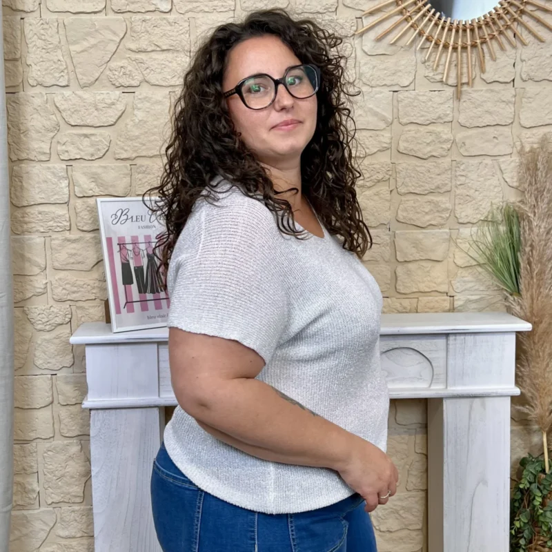 T-shirt pailleté - blanc - taille-unique