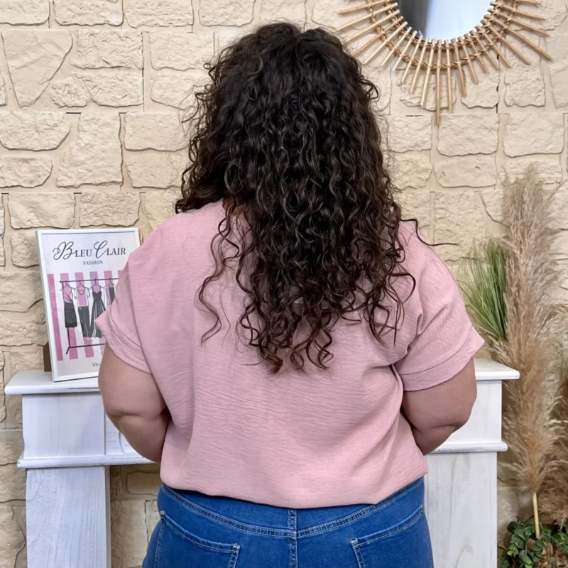 Blouse boule unie - rose-poudre - taille-unique-grande-taille
