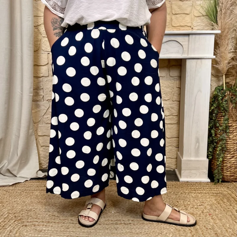 Pantalon flou à pois