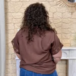 Blouse manches dentelle (T44-52) - marron - 52