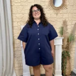 Combishort en coton - marine - 48