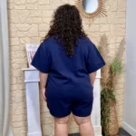 Combishort en coton - marine - 48