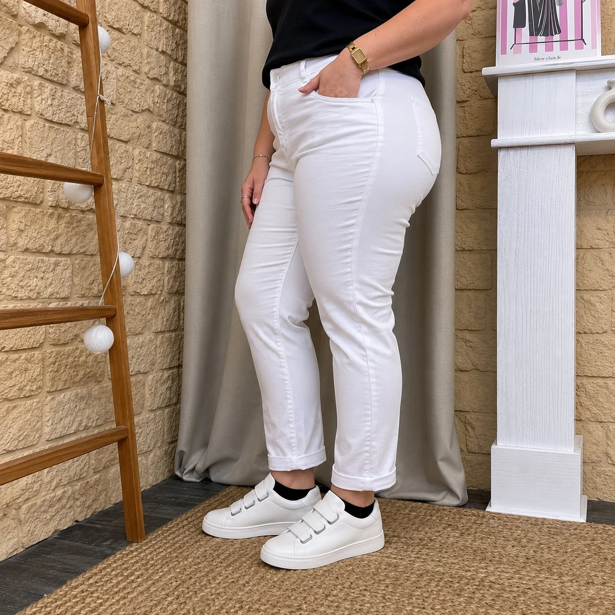 Jean 7/8ème blanc - blanc - 50