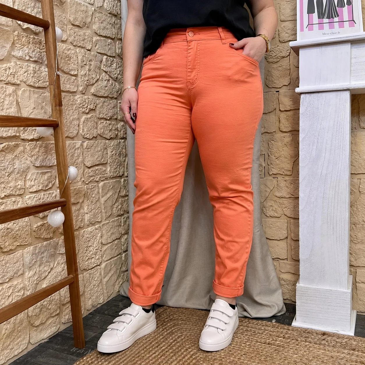 Jean 7/8ème Voggo (T42-T50) - corail - 50