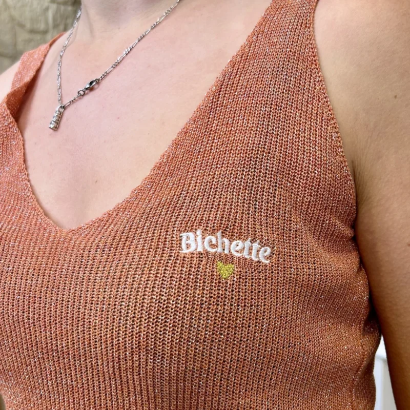 Débardeur à paillettes - orange - taille-unique