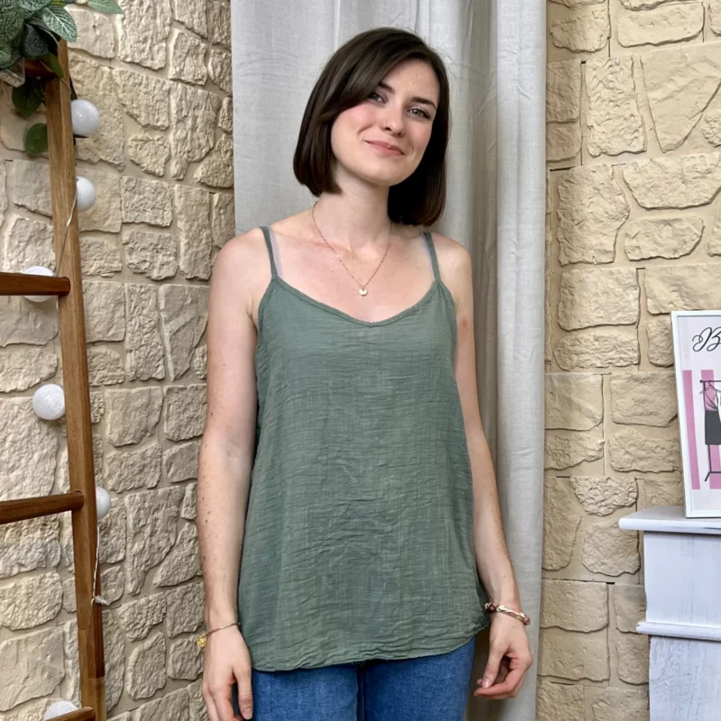 Débardeur en coton - kaki - taille-unique