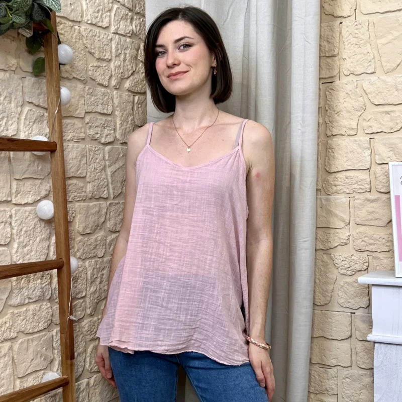 Top femme fluide à fines bretelles « Tendance » - rose-pale - taille-unique