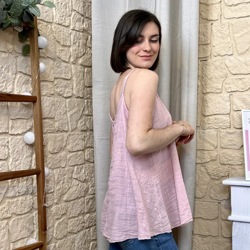 Top femme fluide à fines bretelles « Tendance » - rose-pale - taille-unique