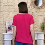Blouse dentelle boutonnée (T36-T40) - fuchsia - 38