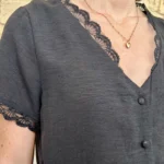 Blouse dentelle boutonnée (T36-T40) - noir - 38