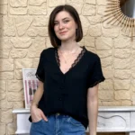 Blouse dentelle boutonnée (T36-T40) - noir - 38
