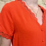 Blouse dentelle boutonnée (T36-T40) - orange - 38