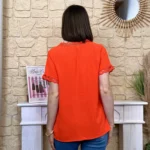 Blouse dentelle boutonnée (T36-T40) - orange - 38