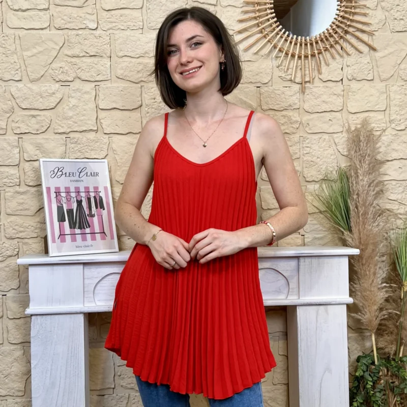 Débardeur plissé (TU) - rouge - taille-unique