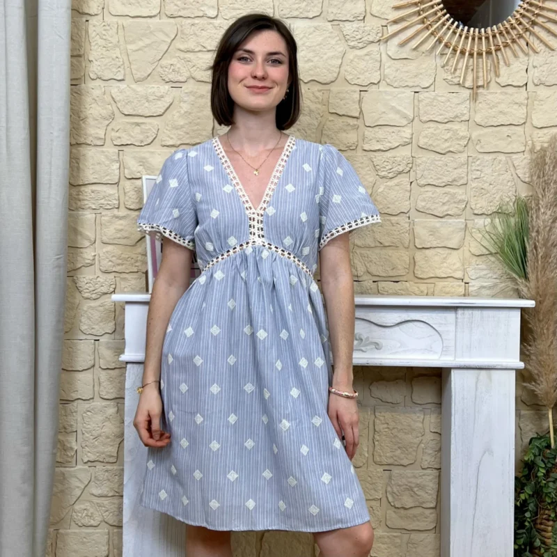 Robe courte bohême - bleu-ciel - 38