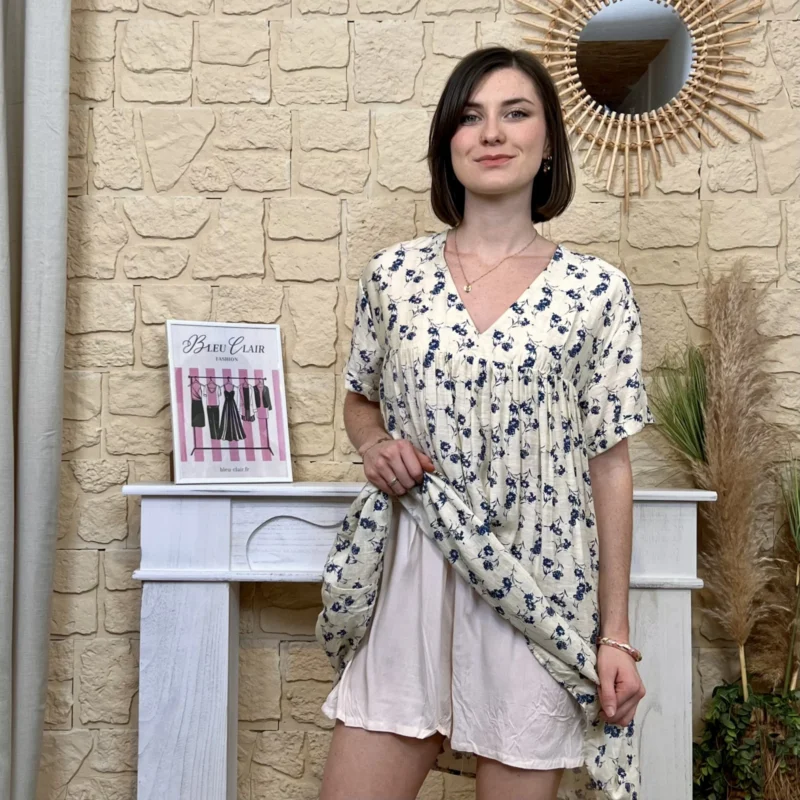Robe-short petites fleurs - beige - 38