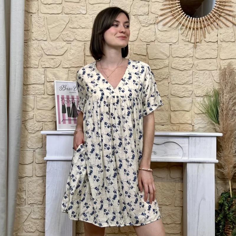 Robe-short petites fleurs - beige - 38