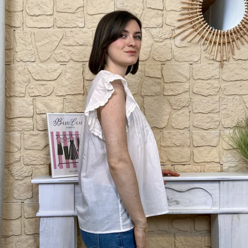 Blouse bohême à volants - blanc - 40