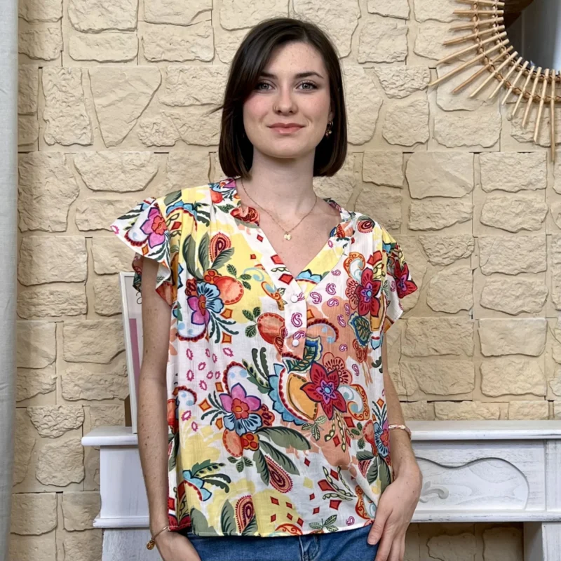 Blouse multicolore (T36-T38) - orange - 38