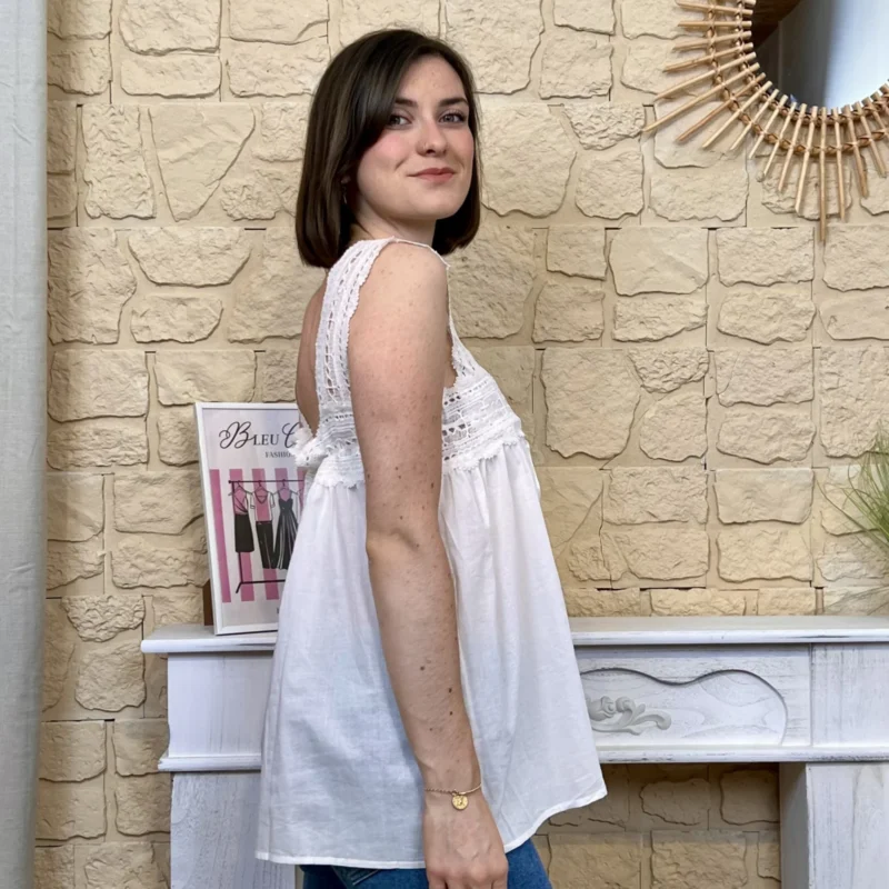 Blouse bohême dentelle - blanc - 40