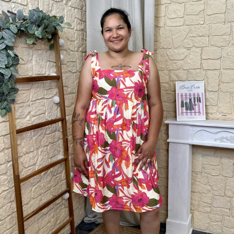 Robe courte tropicale (T40-T44) - fuchsia - 48