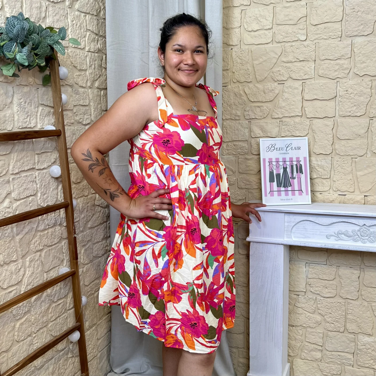 Robe courte tropicale (T40-T44) - fuchsia - 48